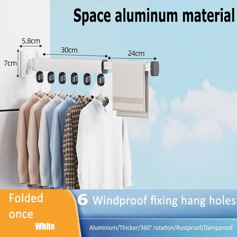 Tendedero de ropa, tendedero plegable de aleación de aluminio, tendedero plegable montado en la pared, colgador para secadora de ropa que ahorra espacio: Borgoña