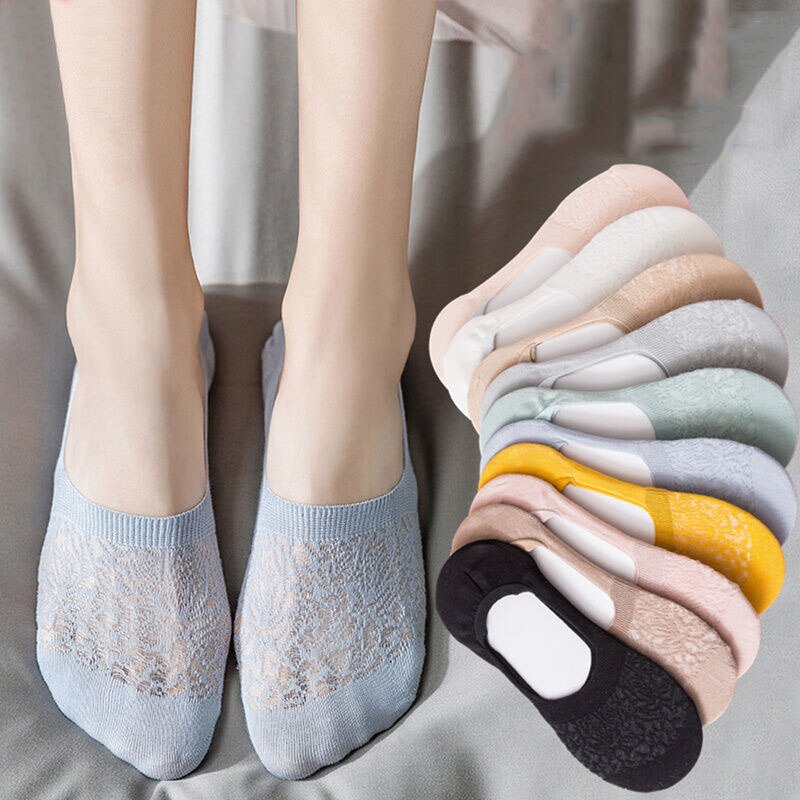 5 Pairs Spring Summer Women Socks Solid Color Wild Shallow Mouth Felmen Girls Female Invisible No Show Slipper Socks