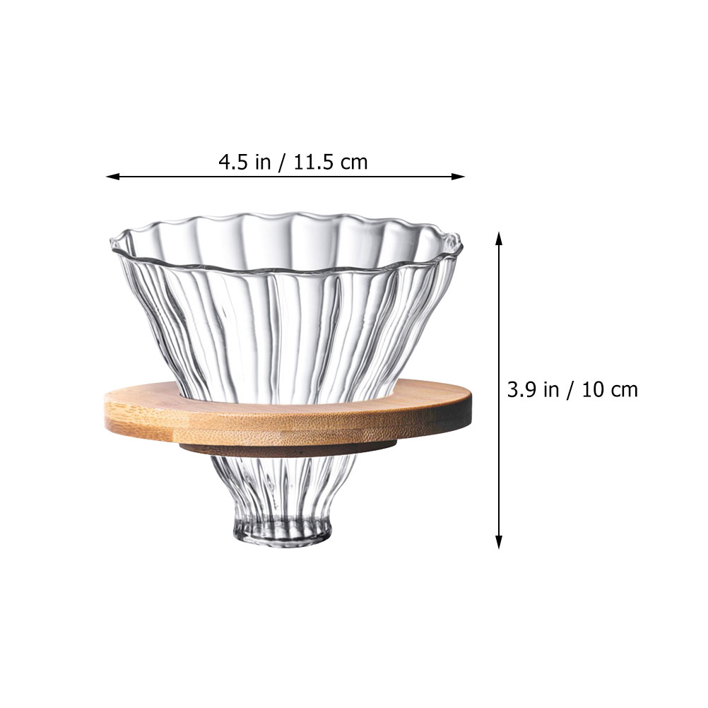 1 Set Stripe Glass Coffee Dripper Coffee Drip Filters Cup Tea Slag Funnel