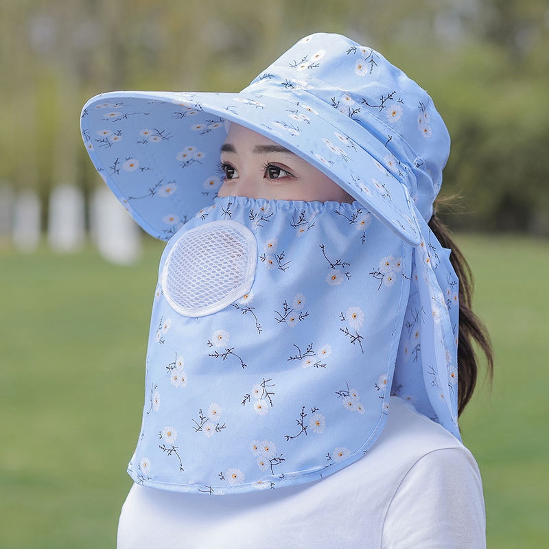 Sun Hat Female Summer Hat Cover Face Sun Hat All-match Summer Hat with Big Rim Anti-ultraviolet Cycling Sunhat: HT6896BL