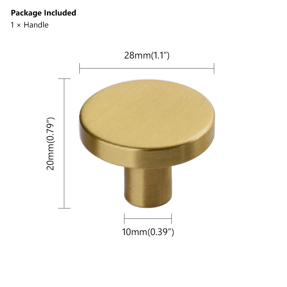 Moderna mässingsguldskåpknoppar och handtag runda lådknappar kökshandtag skåp drar massiva mässingsknappar i mässing: 28mm