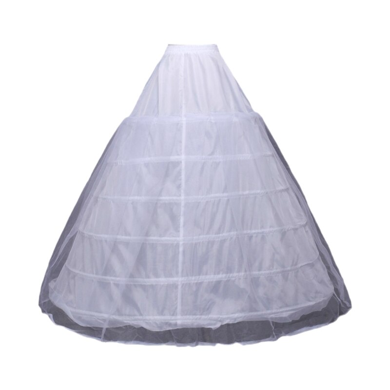 Vrouwen Hoepelrokrok Witte Hoepel Rok Floor/Knie Lengte Baljurk Slip Meisjes Onderrok Voor Wedding Bridal Jurk: 6 steel 1 yarn