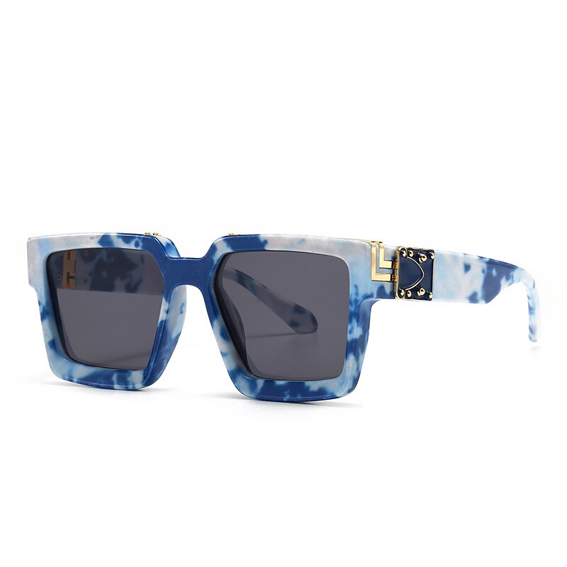 HBK-Gafas de ordenador de plástico Vintage para hombre y mujer, lentes ópticas cuadradas y transparentes, con montura Anti luz azul, Retro: C01 Blue White Gray