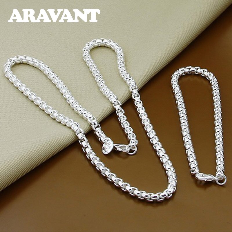 925 Silver Jewelry Set Necklace Bracelets For Women Men Christmas Jewelry