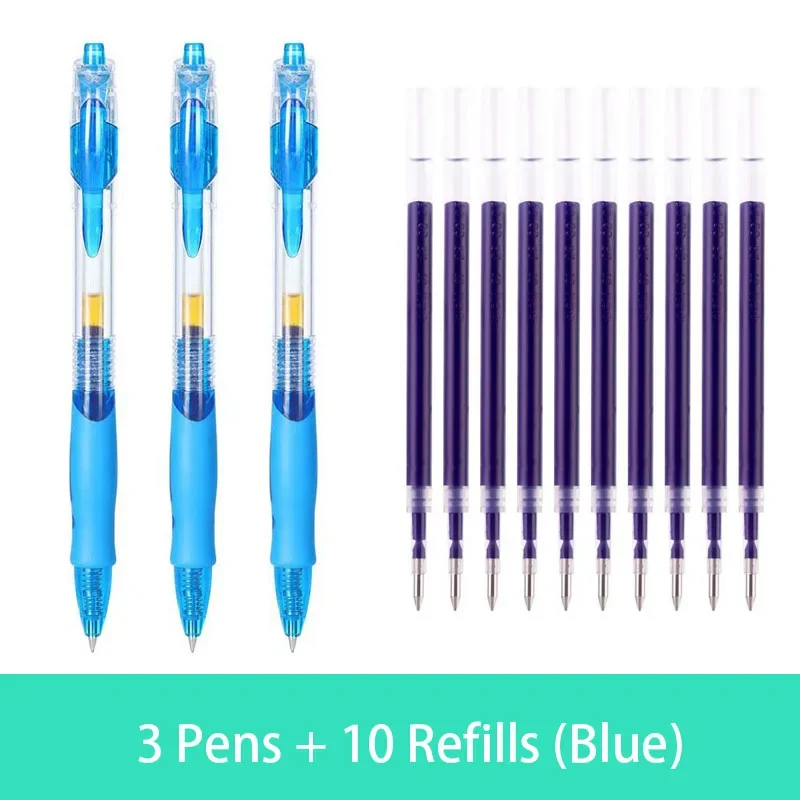 Roise Retractable Gel Pens Set Black/Red/Blue Ink Ballpoint for Writing Refills Office Accessories School Supplies Stationery: light yellow