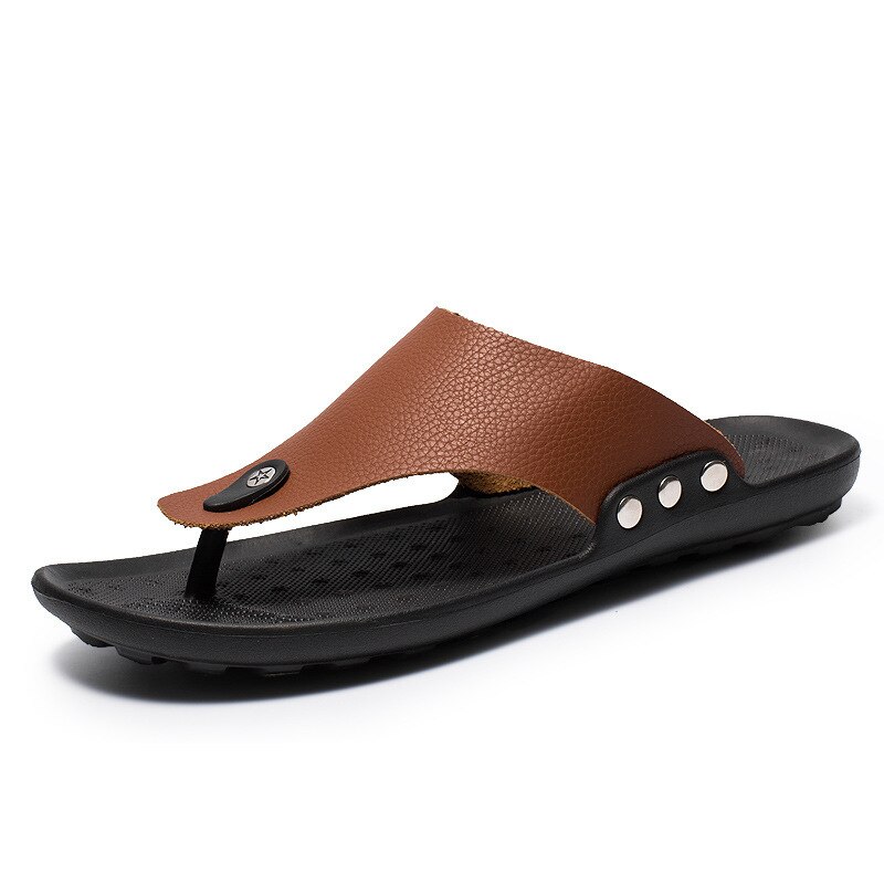 Mazefeng Pu Lederen Zomer Mannen Slippers Strand Sandalen Comfort Mannen Casual Schoenen Mode Mannen Flip Flops Verkoop Schoeisel: 3 / 9.5