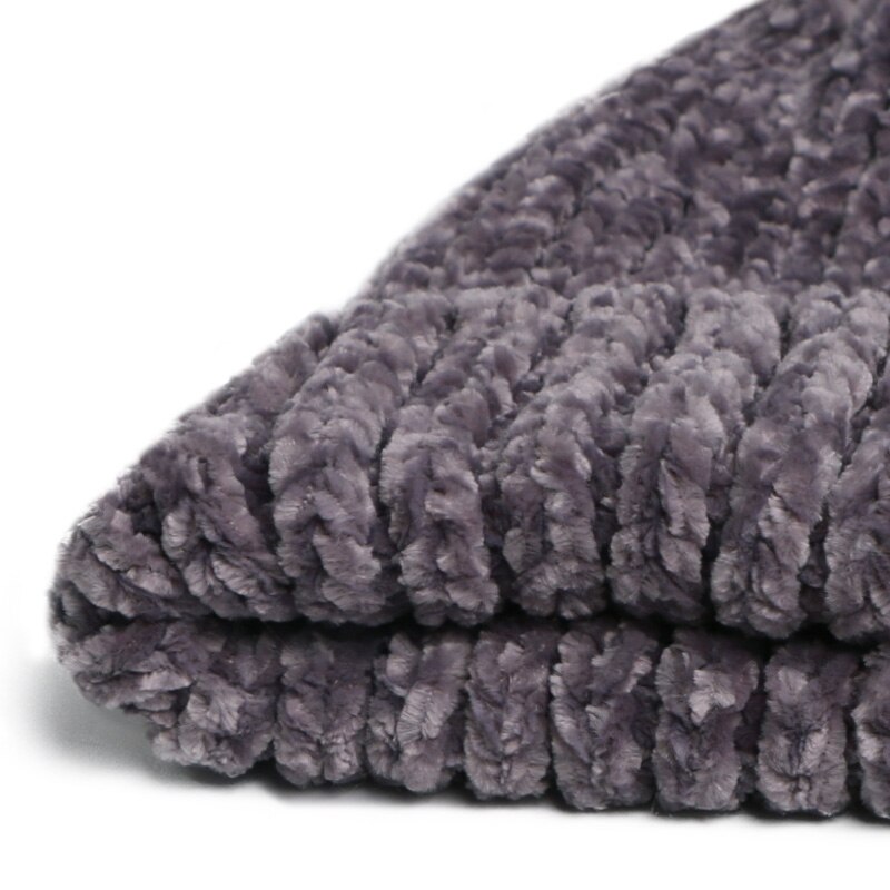 Bonnet épais en maille Chenille pour l&#39;hiver, mignon, décontracté, couleur unie, Skullies, Ski