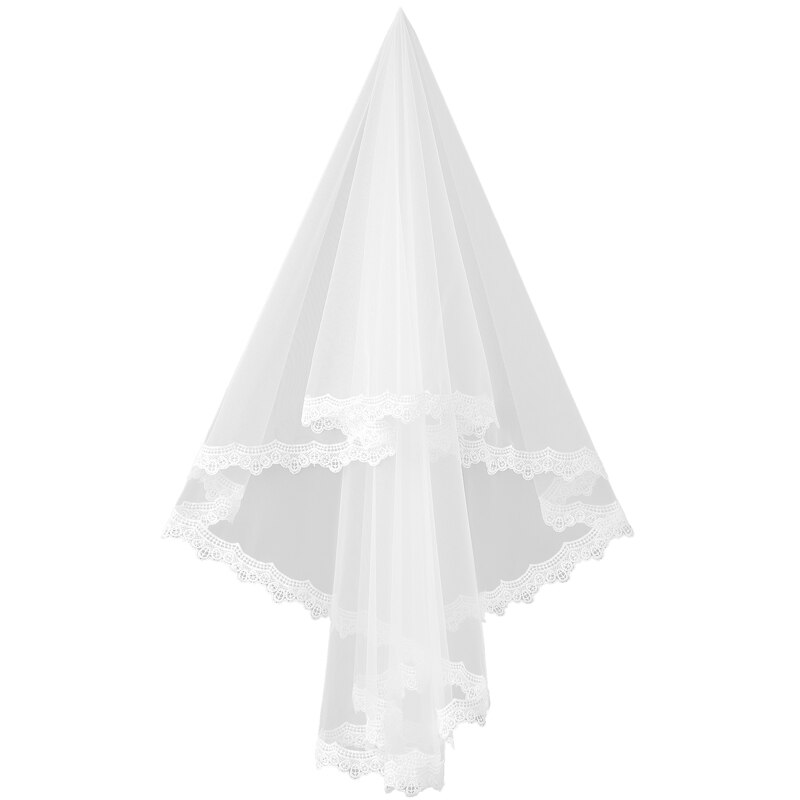 Een Layer Blusher Bruiloft Sluier Eenvoudige Lace Edge Wit/Ivoor Tulle Bruid Velo Goedkope Bruiloft Accessoires Boda Velo De novia