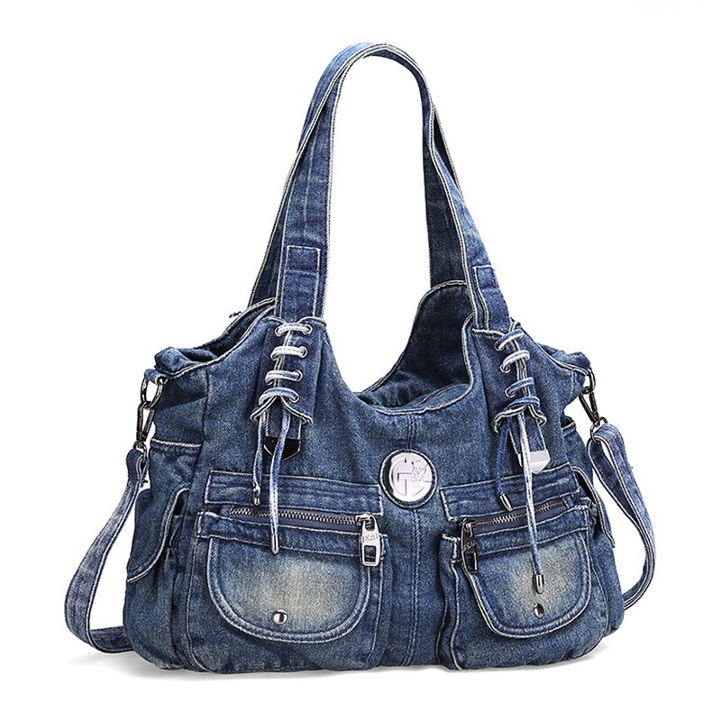 wilden frauen tasche Jahrgang lässig Denim handtasche Dame große kapazität Jeans tote weben schulter messenge beutel l4-2937