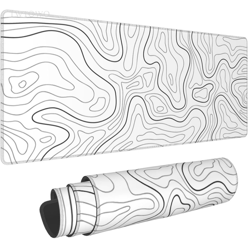 Podkładka pod mysz dla graczy White Contour Lines XL HD Custom New Mousepad XXL MousePads Natural Rubber Office Mouse Mats Desktop Mouse Pad