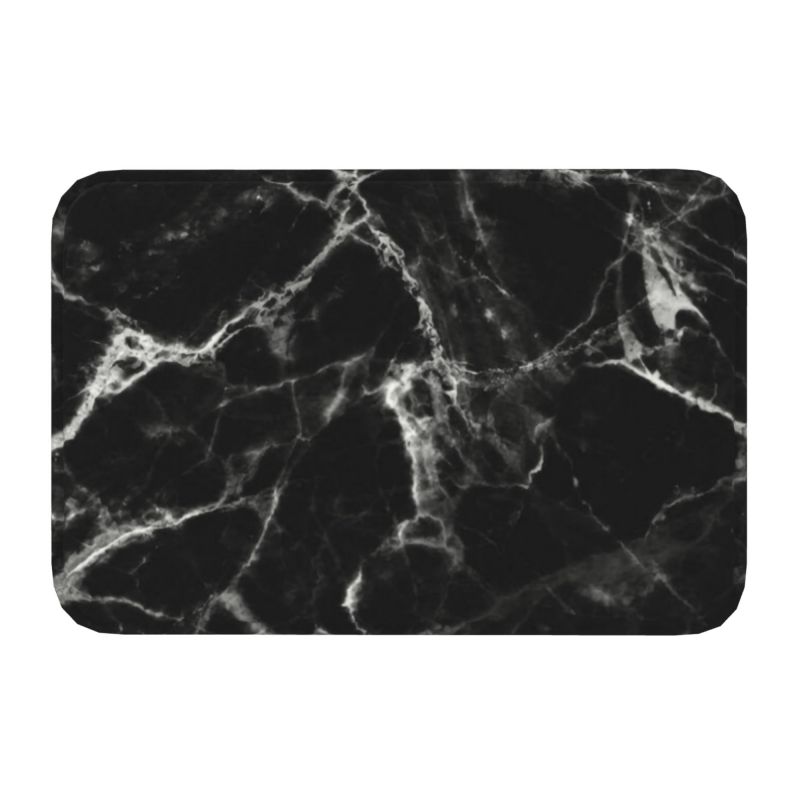 Tappetino per porta in marmo nero fumé, antiscivolo, con texture astratta, bagno, cucina, garage, 40 x 60 cm, ingresso soggiorno