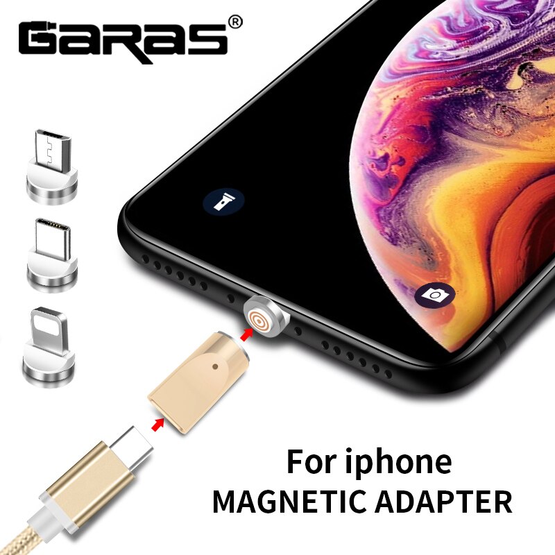 Garas magnetische adapter voor 8- pins/micro/usb type c ondersteuning lader en data magneet adapter