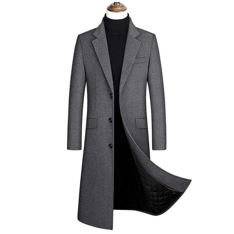 Extra Long Winter Trench Coat Men Cotton Filler Slim Men Coat Trench XXL