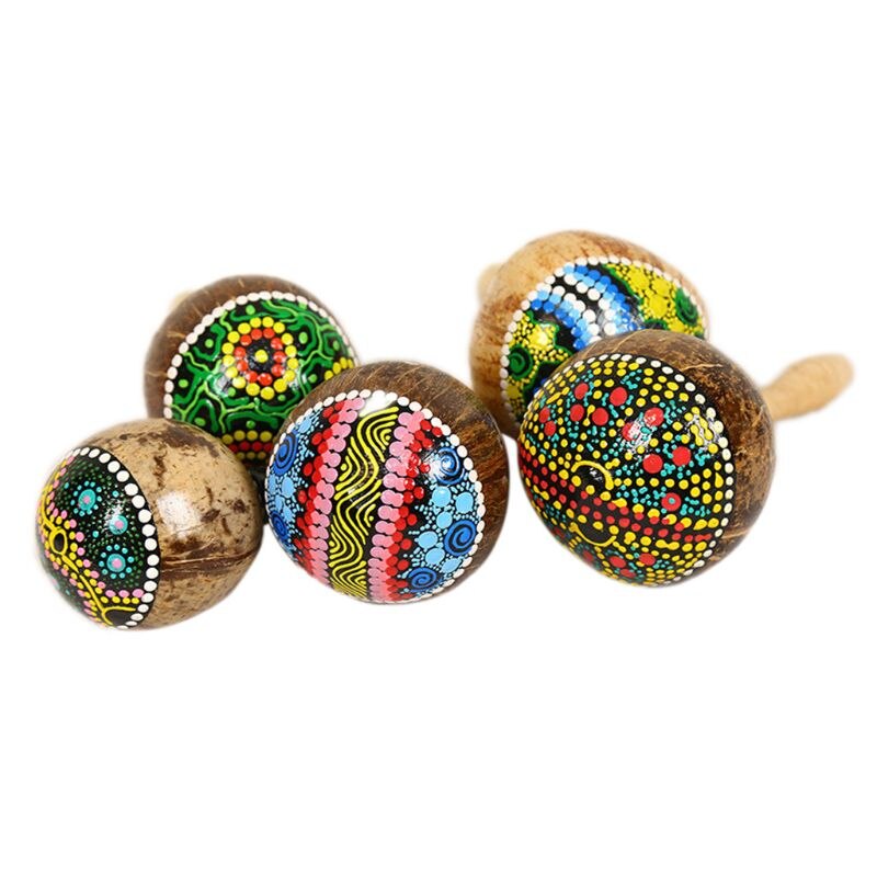 Coconut Shell Sand Hammer Shaker Gourd Kashaka Indonesia Shaker Rattle Percussio