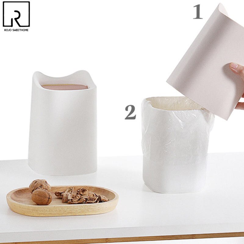 INIFLM Mini-prullenbak met Deksel, Goud 304 Roestvrijstalen Desktop-prullenbak, Aanrecht Mini-vuilnisbakken Kleine Afvalmand, Toonbankvuilnisbak voor Badkamer, Kantoor, Keuken, Bureau