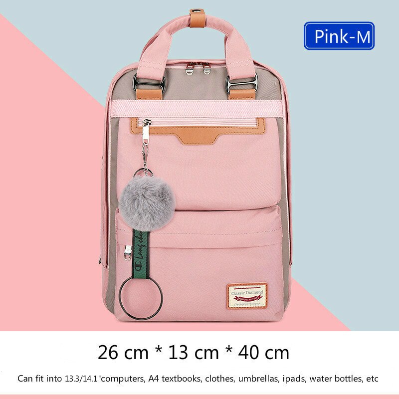 Travel Shoulder Backpacks Children Schoolbags Women Bag Waterproof Nylon Kids Backpack Girls For Middle School Students: Pink-M