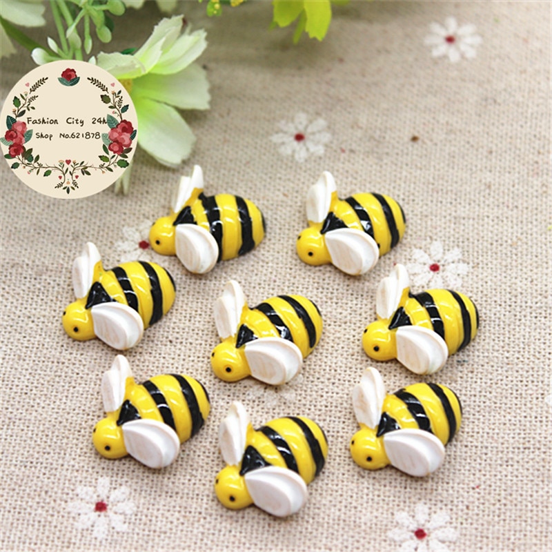 10 stk kawaii tegneserie dyr bi resin flatback cabochon diy dekorativt håndværk scrapbooking ,20mm