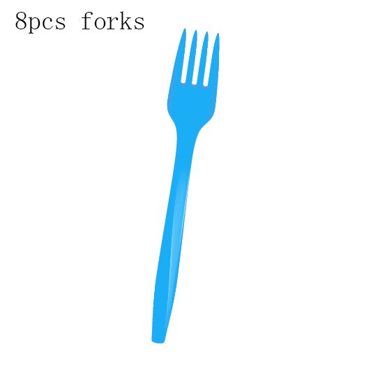 25Pcs Hawaii Summer Time Swimming Pool Fruit Happy Birthday Party Paper Photo Booth Props Kids Baby Shower Party Decorations: blue forks-8pcs
