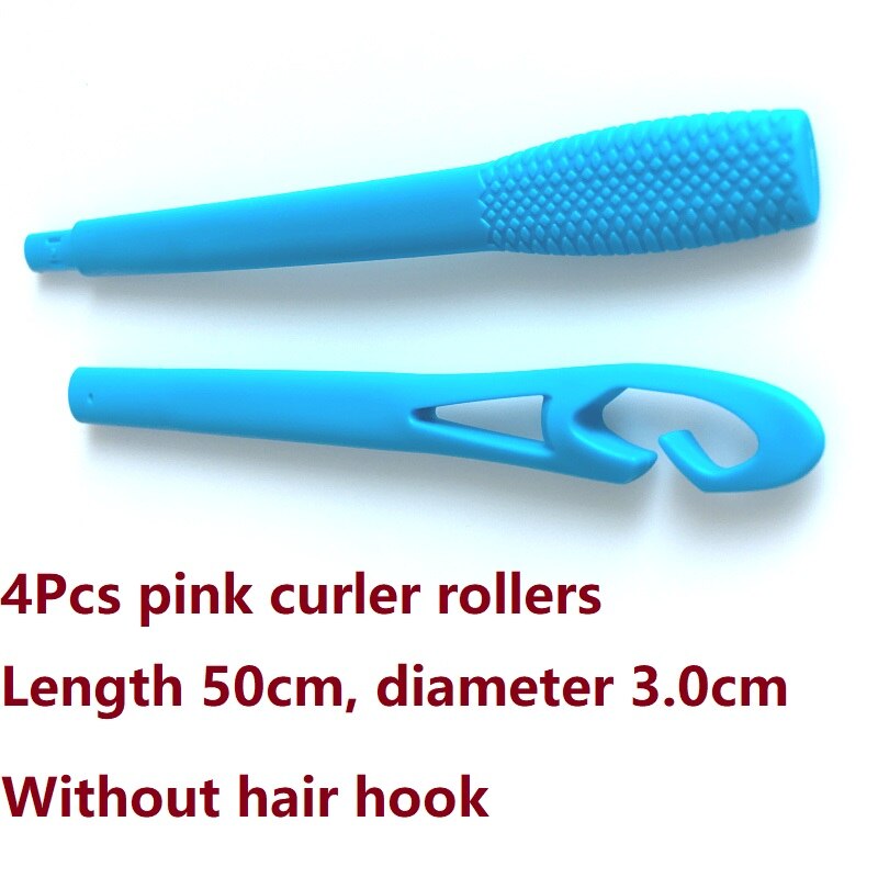 Gancho rizador de pelo Manual, 1 unidad, rodillo, palanca mágica, rizador de pelo DIY, Herramienta de Peinado de seguridad para niña: 4PCS Pink Curlers