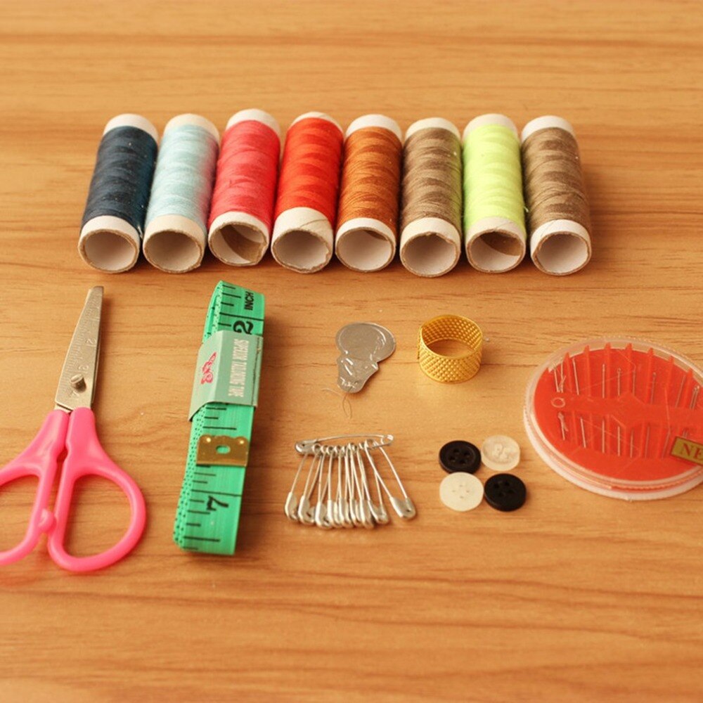 DIY Sewing Box Multi-function Travel Sewing Kit Needle Thread Threader Tape Scissor Storage Bag Sewing Set