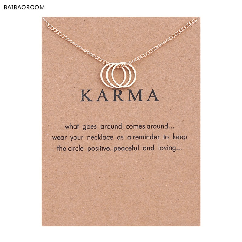 Karma Gold-color Three Circle Necklace