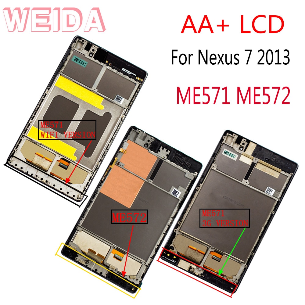 WEIDA Voor Asus Google Nexus 7 2nd Gen Nexus7 ME571 LCD Touch Screen Assembly Frame ME571K ME571KL ME572