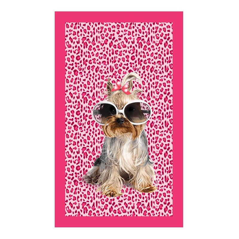 180*100Cm, Microfiber Slaapkamer Outdoor Camping Strandlaken Polyester Rechthoek Paard Leuke Hond: 14