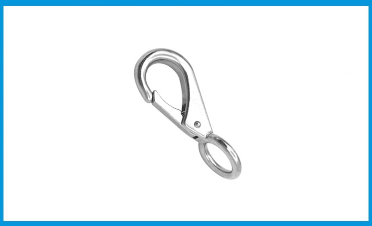 BSET MATEL Marine Grade 316 Rigid Loaded Fixed Eye Spring Clip Snap Hook Carabiner Marine Hardware Accessories for Boats Sailing