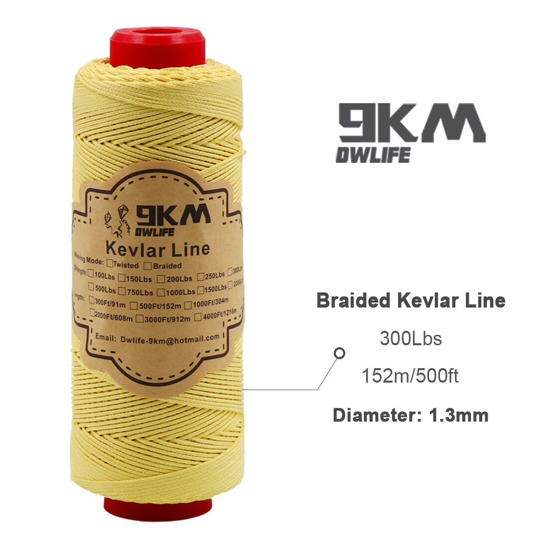 40lb-5000lb Kevlar Kite Line String for Fishing Assist Cord Kite Flying Outdoor Camping Tent Cord Low-stretch Cut-resistance: 300lb 500ft Braid