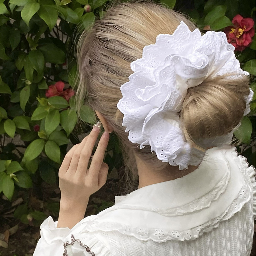 Oversized Lace French Hair Scrunchie For Women Elastic Ponytail Holder Headbands Korean Hair Bands Elastic Hair Accessories