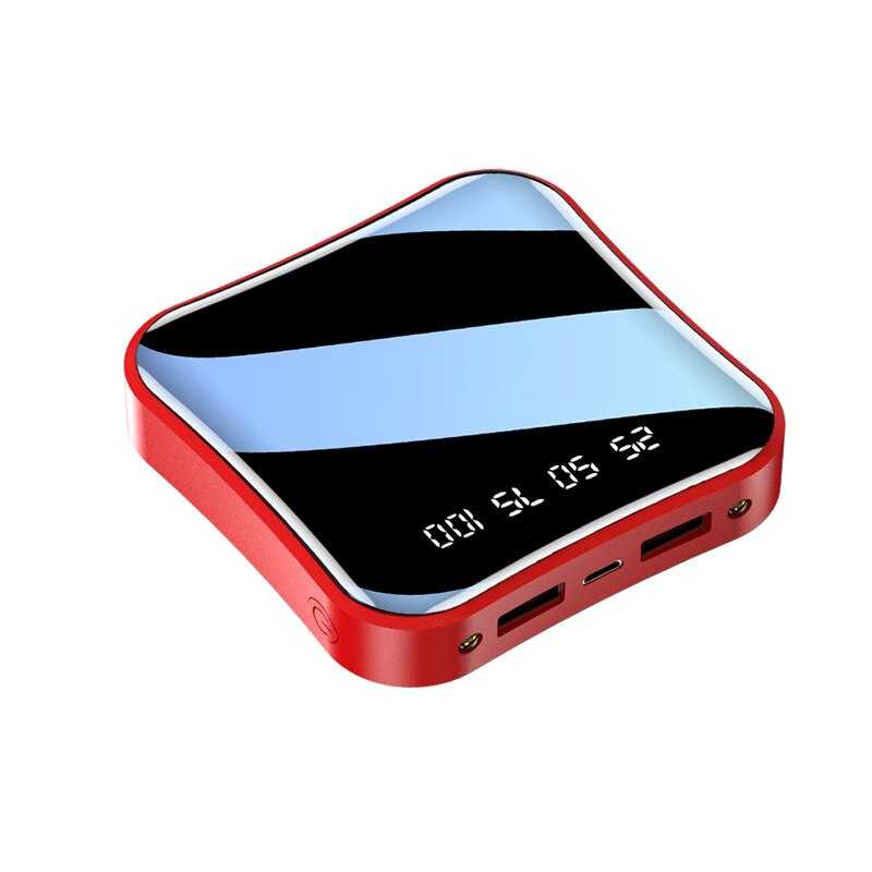Mini Portable 12000mAh Power Bank Ultra Light Fast Charger LCD Digital Display Dual USB Travel Power Bank External Battery Pack: Red