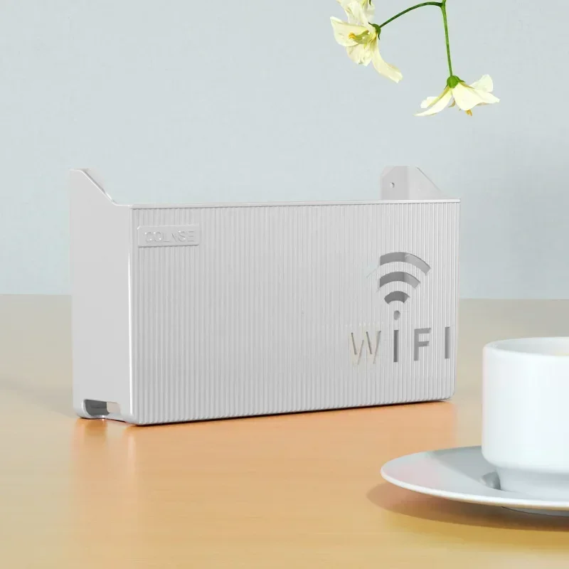 Wireless Wifi Router Storage Box Plastic Wall-mounted Cable Power Bracket Organizer Shelf Home Decor cajas organizadoras: grey
