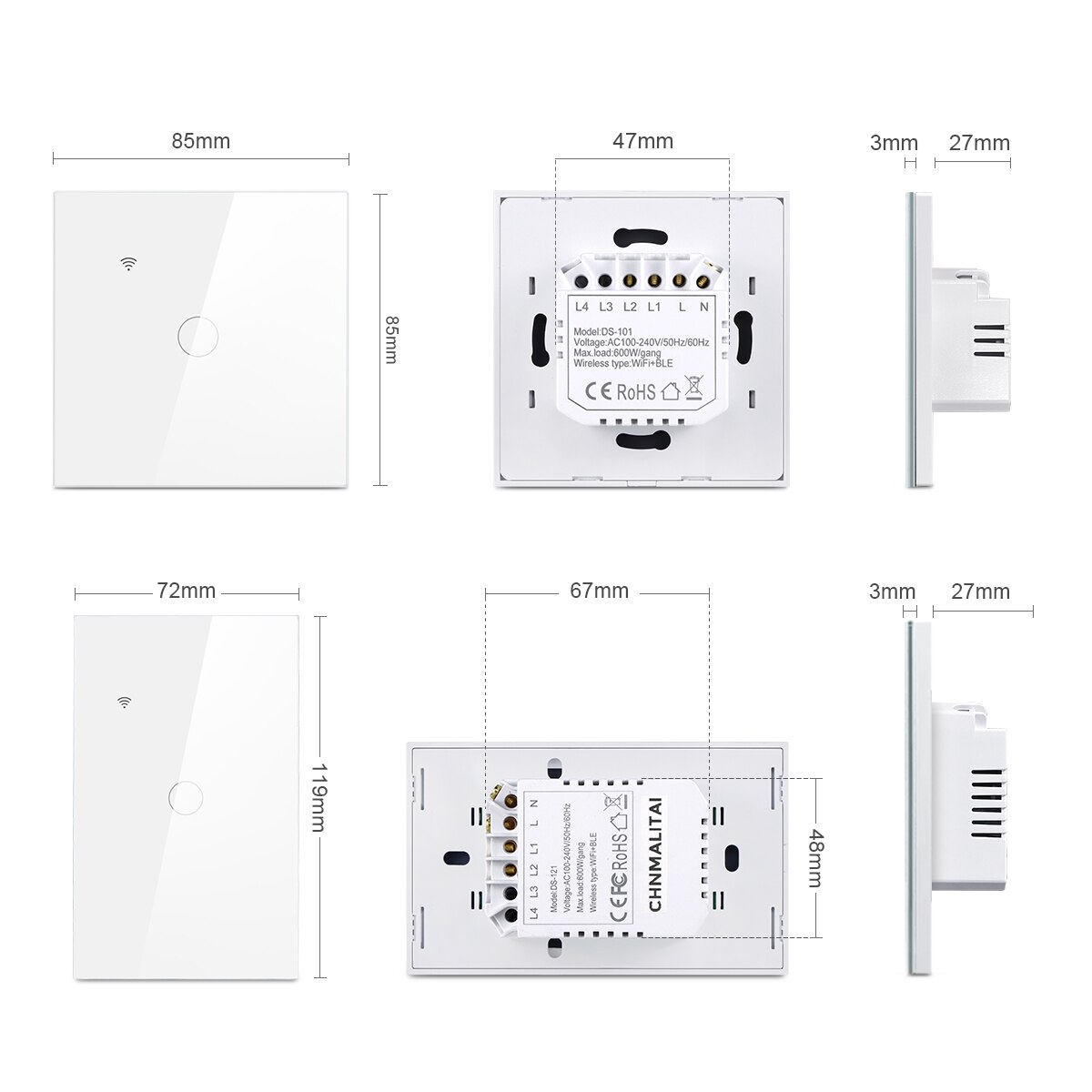 Smart Home Control Touch Switch inteligente Apple Homekit WIFI Switch EU US Standard Home Assistant 220V 110V Need Neutral Wire