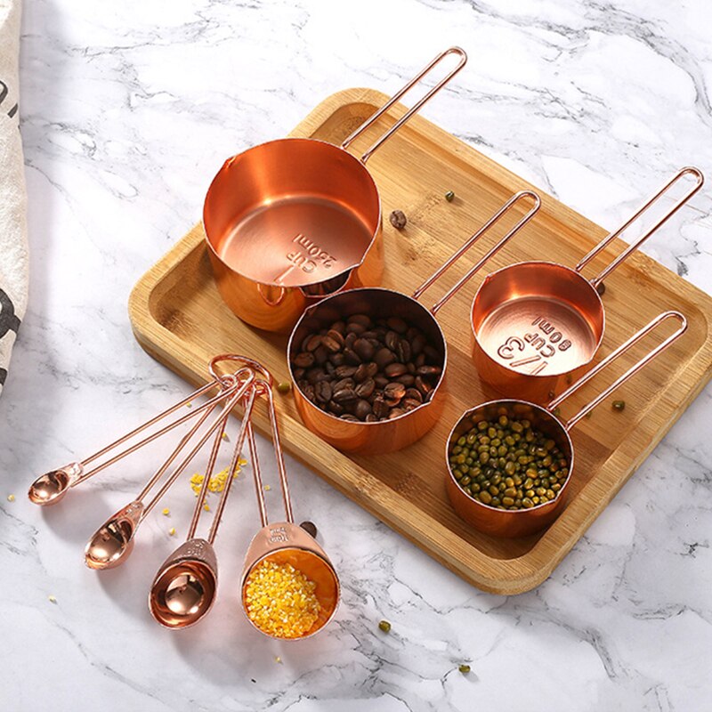Stainless Steel Measuring Spoons Cups Set Baking Tea Coffee Spoon Flour Liquid Measuring Tool Cooking Kitchen Accessories Gadget
