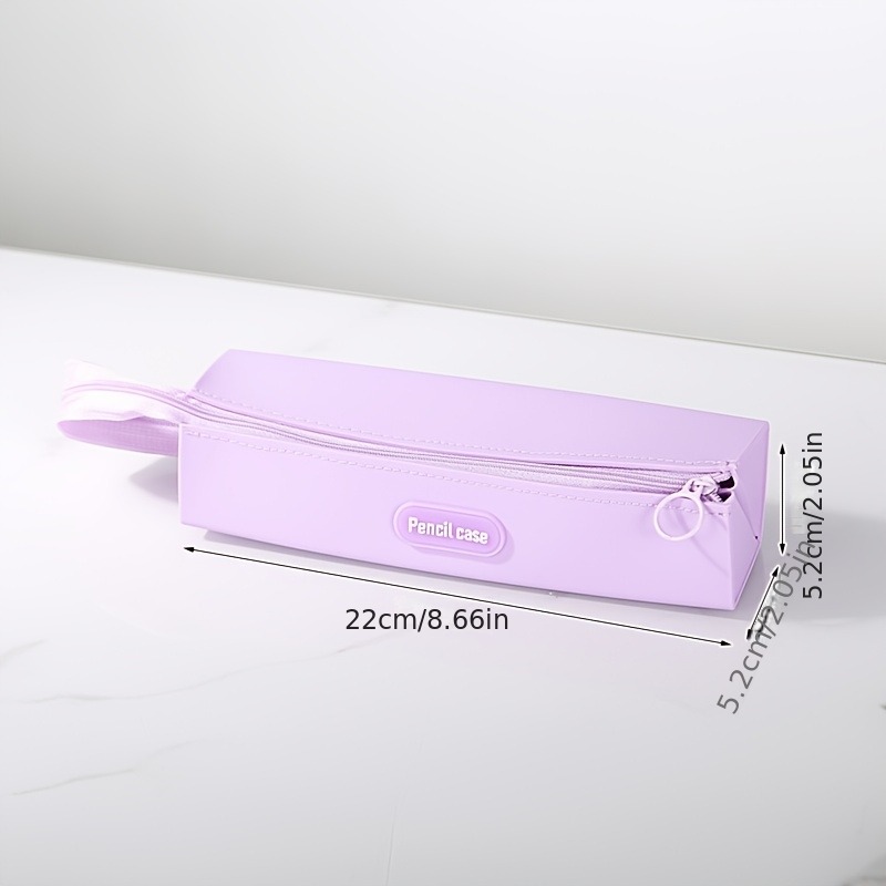 Estuche de lápices de silicona, organizador duradero y portátil para útiles escolares, elementos esenciales de oficina y accesorios de viaje, 1 ud.: Morado