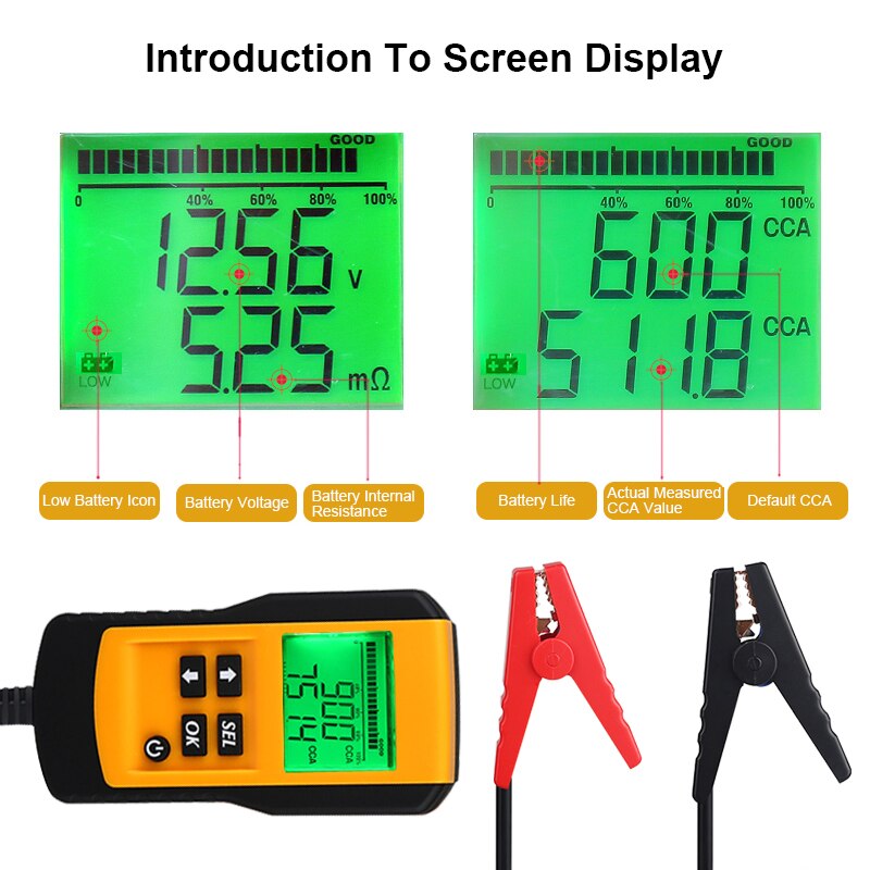 Digital Car Battery Tester 12v Lcd Auto Battery System Analyzer Vehicle Car Voltage CCA Diagnostic Tool Vehicle Battery Tester