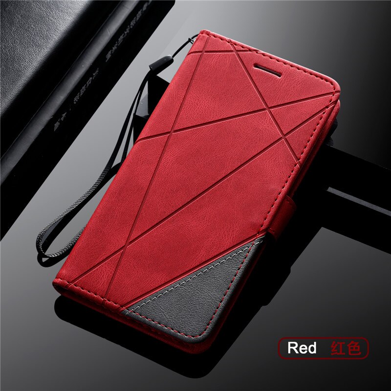 Huawei P Smart Case Leather Flip Case on For Fundas Huawei P Smart FIG-LX1 FIG-LA1 Phone Cover Retro Magnetic Wallet Cover Etui: Red