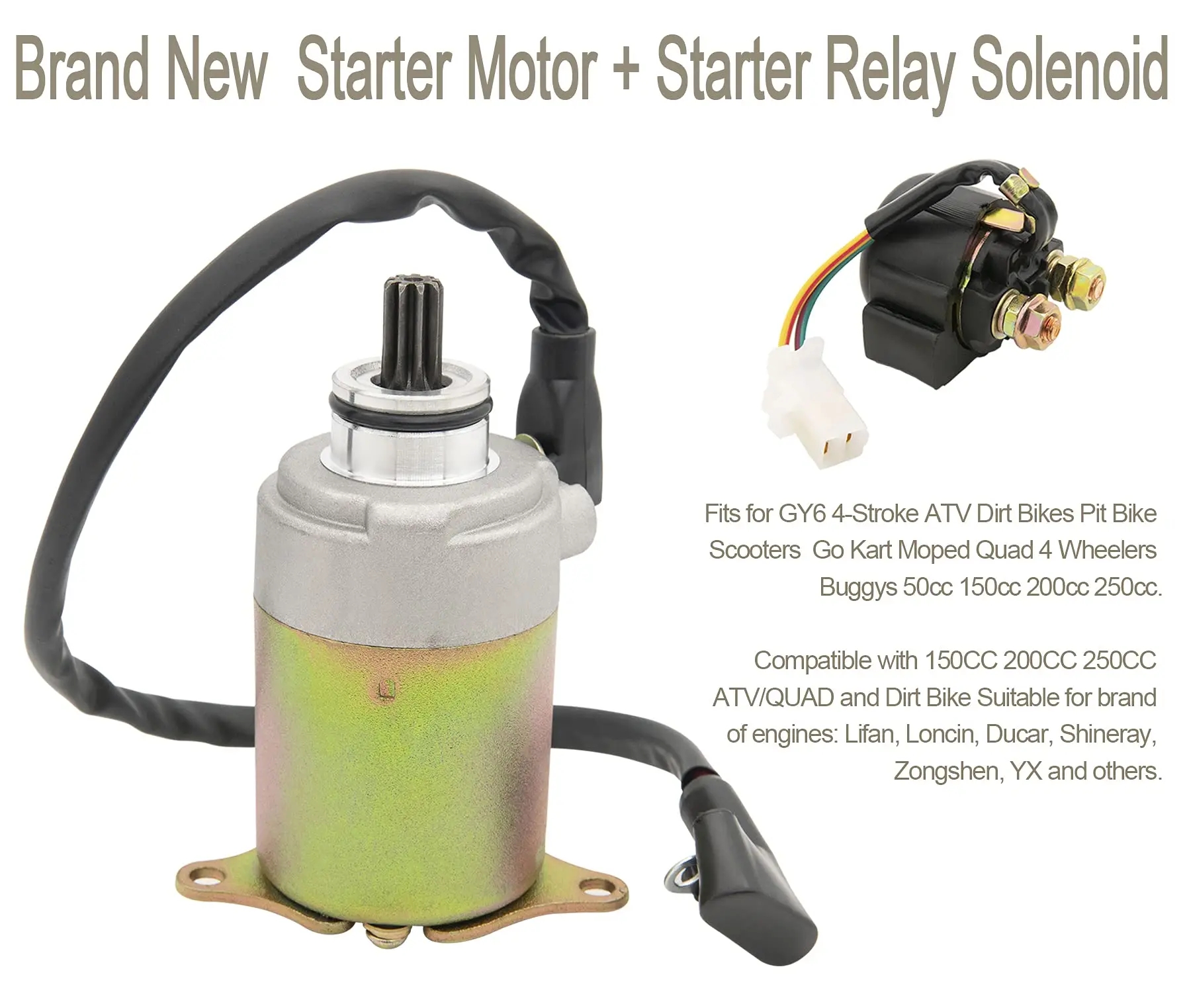 9 Zähne GY6 Starter für GY6 4-Takt-Motor 150 cc 125 cc 50 cc 200 cc 250 cc Kompatibel mit 4 Rädern Roller Moped ATV Go Kart