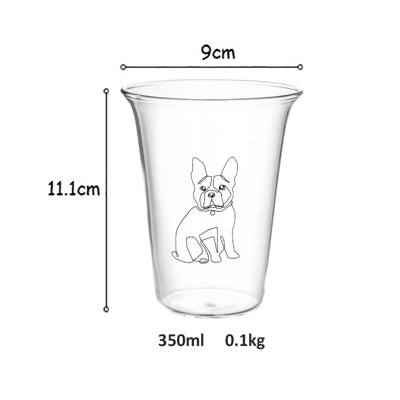 350ml Cartoon Cat Glass Mug Heat-resistant Coffee Milk Mug Handmade Beer Mug Tea Glass Whiskey Transparent Glass Cups Drinkware