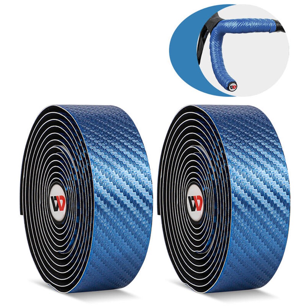 Kulfiber håndtag tape mønster eva pu tape praktisk stødsikker sejhed dæmpende anti-vibration bar tape bælte til landevejscykel: Himmelblå