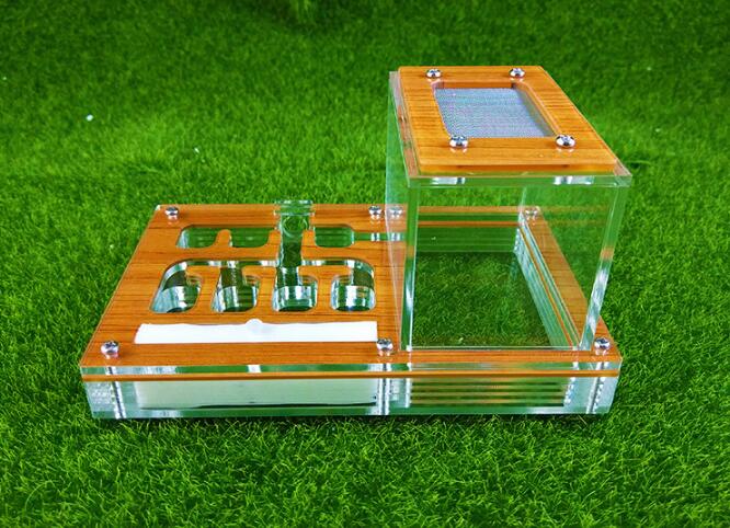 Ant Housing Nest Insect Cage Farms Feed Plastic Acrylic Display Trapezoid Box Ant Villa Nest Small Pet Cages Transparent Wood