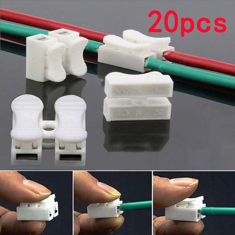 20 stk kabel ledningsstik hurtig forbindelse klemme presse kabel splejsning husstand hurtig elektrisk kabel stik værktøj