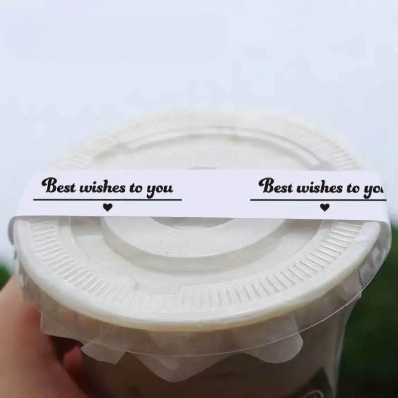 10 stücke zum Mitnehmen Packag Versiegelung Aufkleber Milch Tee Getränke Kaffee schmales Klebeband Aufkleber Versiegelung sband Rollen gedruckt Tasse Deckel Aufkleber: Blau