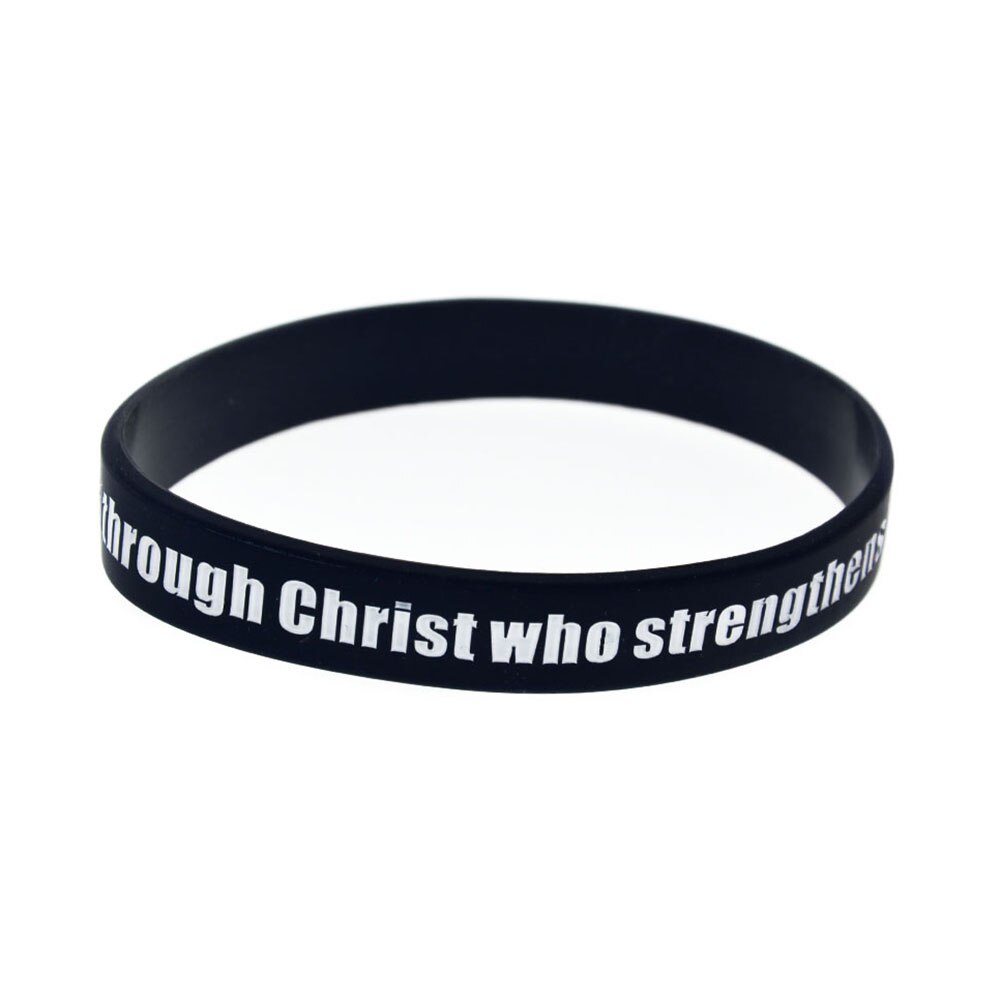 OBH 1PC I can do all things through christ who strengthens me Silicone Bracelet for Religion Faith