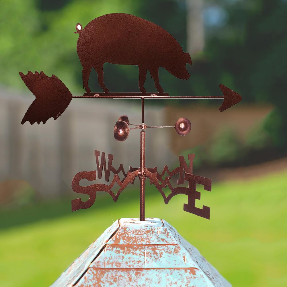 Metal Weather Vane Stainless Steel Roof Mount Wind Direction Indicator Kit Outdoor Garden Bracket Weather Wind Speed Spinner