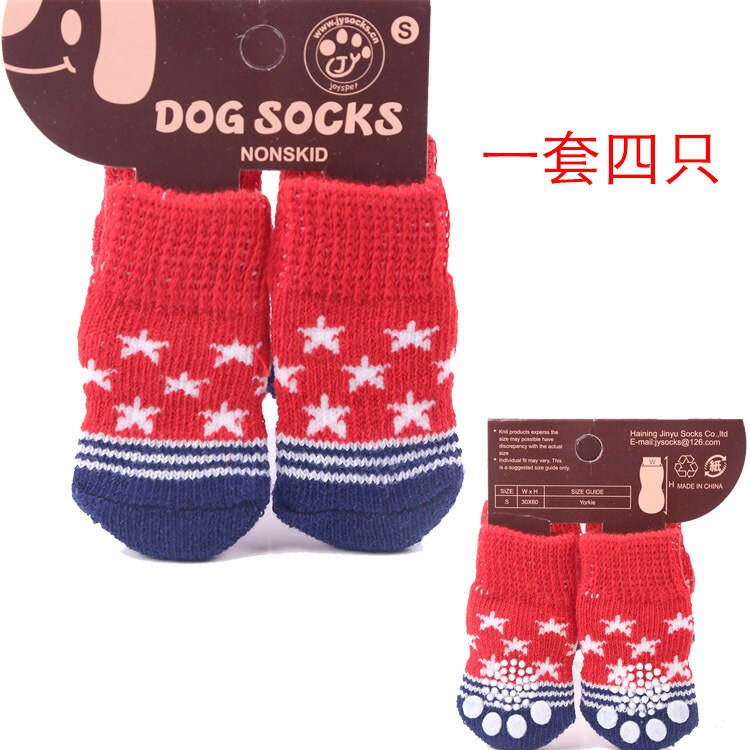 perro Calcetines Navidad Año mascotas Calcetines 4 unids/set Hond Perros Chien cachoro Dla Psa Gratis Para O Brasil Caes Calcetines: Red Star / for 7 kg of pets