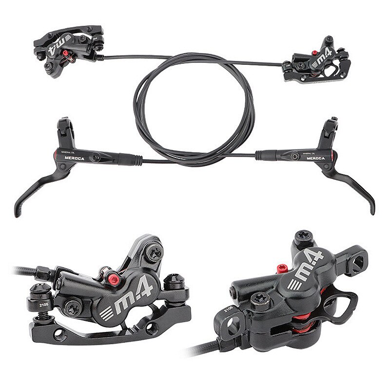 MTB Hydraulic Brakes Set Bicycle Disc Brake Mountain Bike 4 Pushes Piston Line Levers System Caliper Kit Racing Cycling