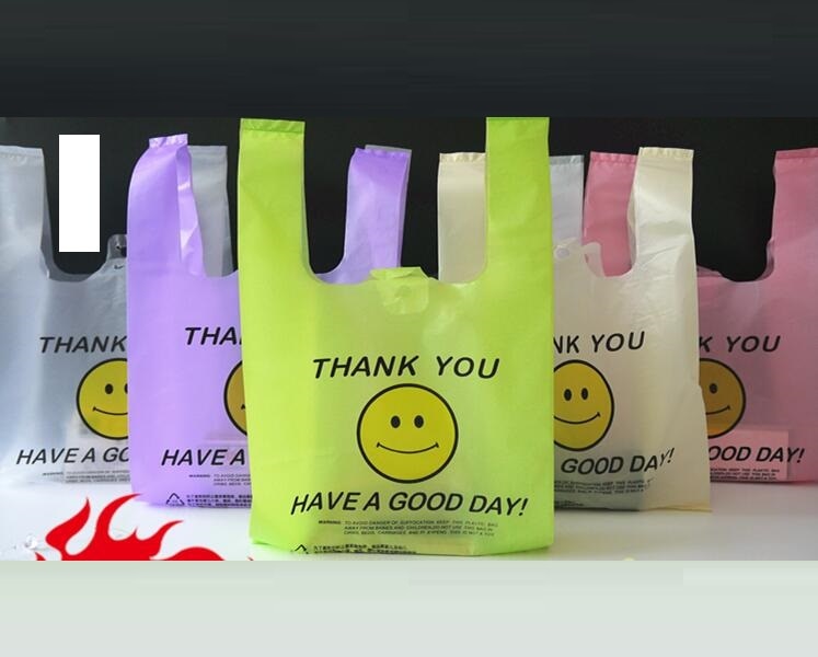 200 Pcs Groene Plastic Boodschappentas Transparante Boodschappentas Supermarkt Plastic Zakken Met Handvat Voedsel Verpakking Pouches