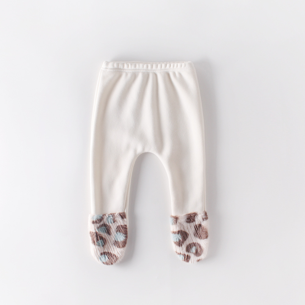 Herfst En Winter Kleding Baby Baby Leopard Kan Splice Plus Fluwelen Steun Panty Panty Wilde Katoen Panty: Beige / 12m