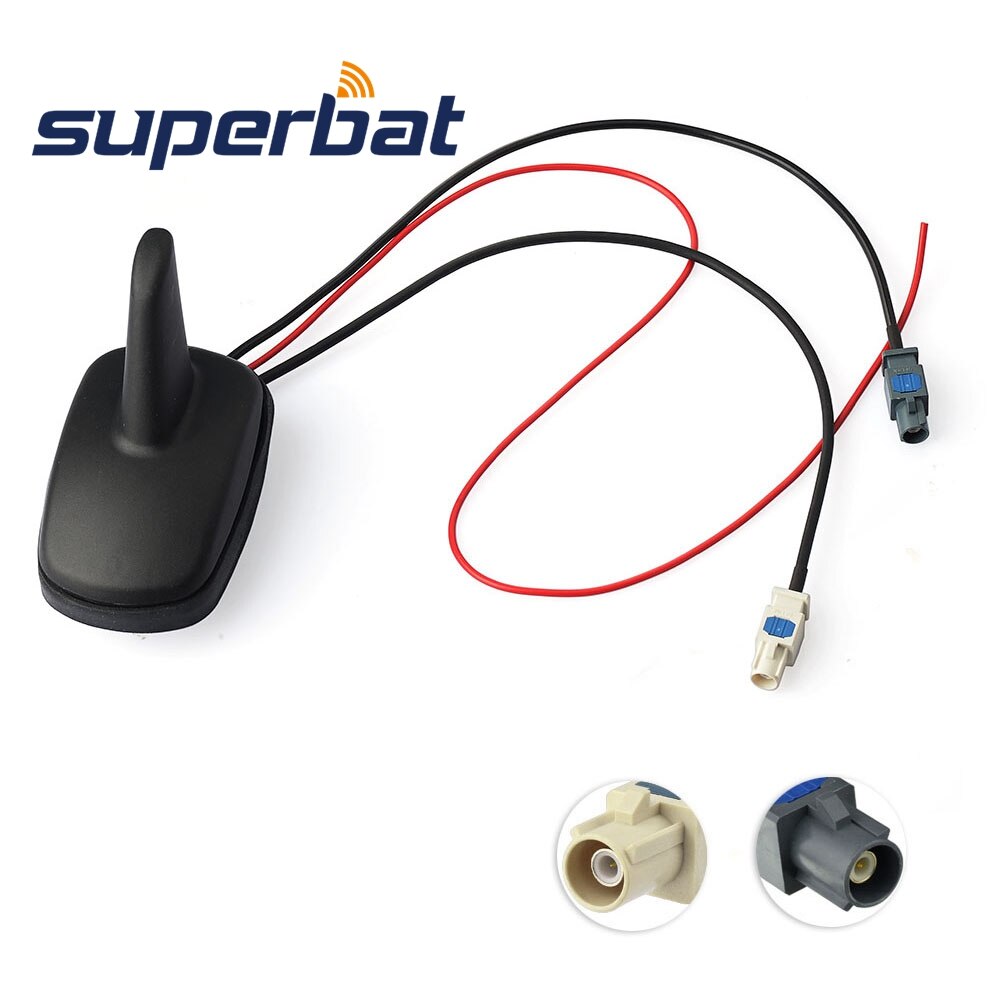 Superbat DAB/DAB+/FM Car Digital Radio/Stereo Amplified Aerial Roof Mount Antenna and SMA Aerial Replacement Cable for Auto DAB